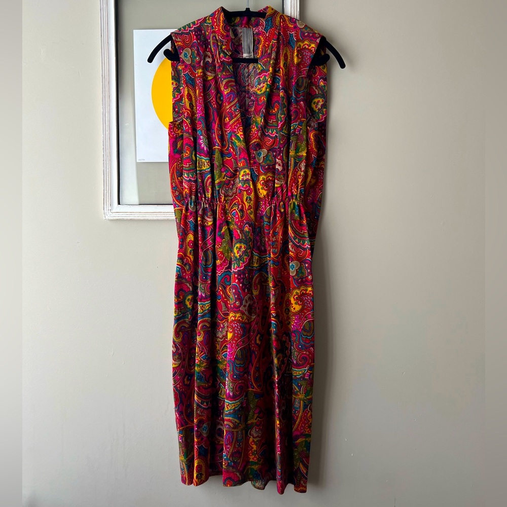 Sleeveless Silk Wool Paisley Dress, size 4 NWOT